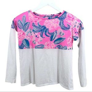 Lilly Pulitzer Pink White Print Finn Long Sleeve Top